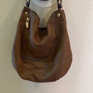 Classic Furla Brown pebbled Leather Hobo Bag